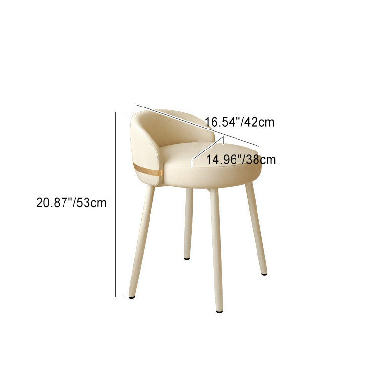 Contemporary Scandinavian Round Napa Leather Swivel Vanity Stool Low Back For Bedroom