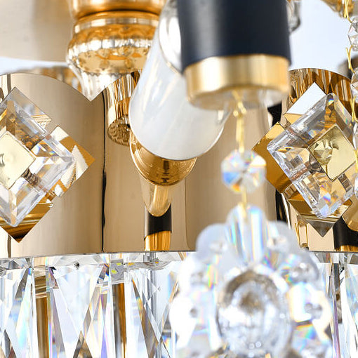 ثريا أسطوانية فاخرة حديثة من سبائك الزنك والكريستال واليشم، 6/8/10 مصابيح