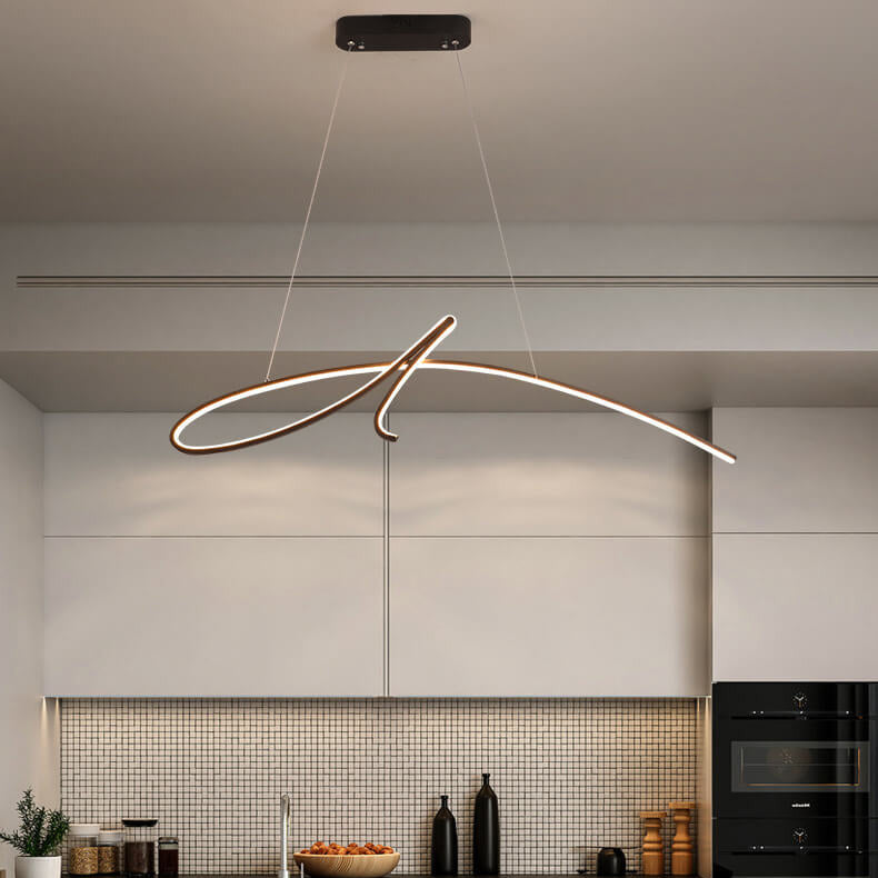 ثريا LED بتصميم جزيرة من الألومنيوم بتصميم قوسي عصري وبسيط