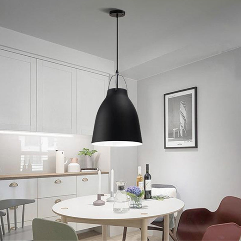 Contemporary Nordic Aluminum Bell 1-Light Pendant Light For Dining Room