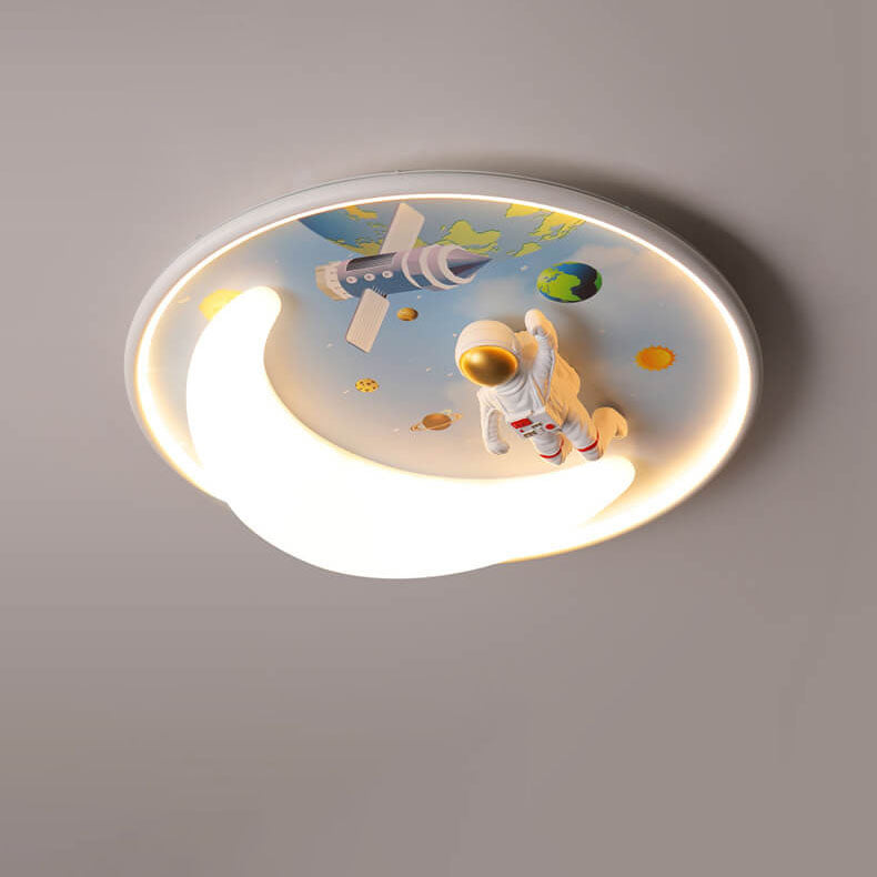 Nordic Minimalist Cartoon Resin Round LED Flush Mount Ceiling Light