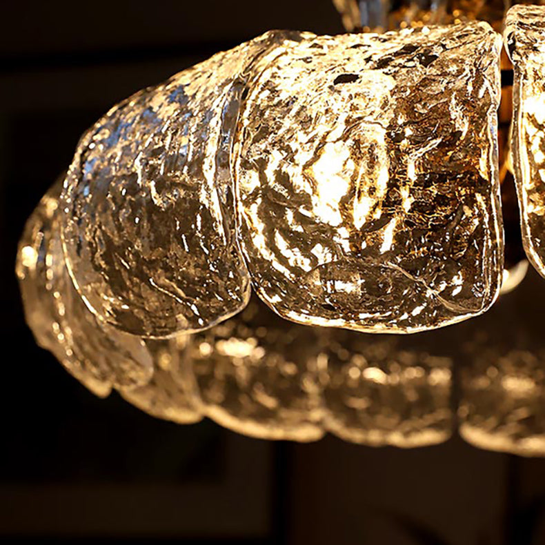 Traditional Vintage Round Floral Iron Glass 4-Light Pendant Light For Living Room