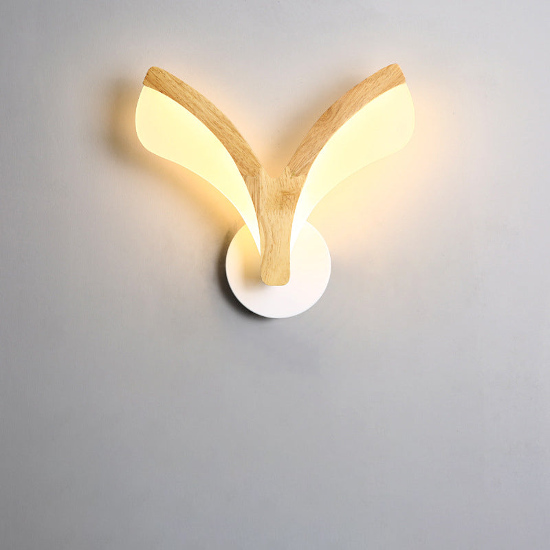 مصباح حائط LED من الأكريليك المصنوع من الخشب المنحني الياباني التقليدي لغرفة النوم