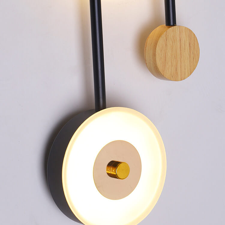 Nordic Creative Round Wood Acrylic Ring LED Wall Sconce Lamp