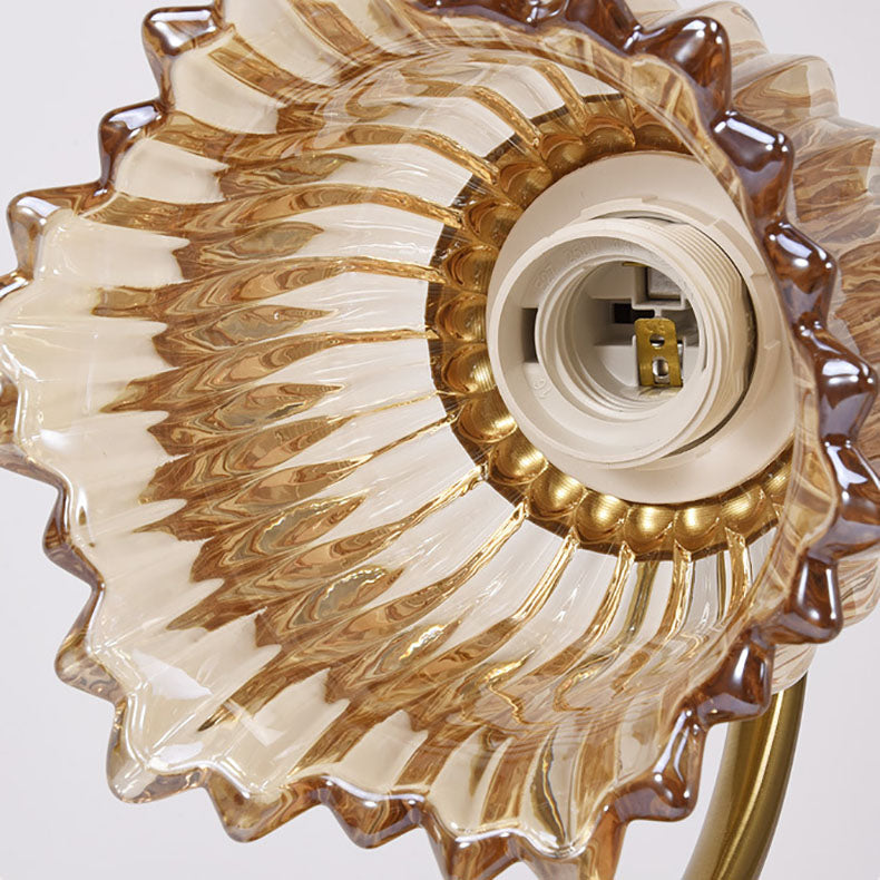 مصباح حائط زجاجي بتصميم زهور فرنسية تقليدية، مزود بضوء واحد، لغرفة النوم