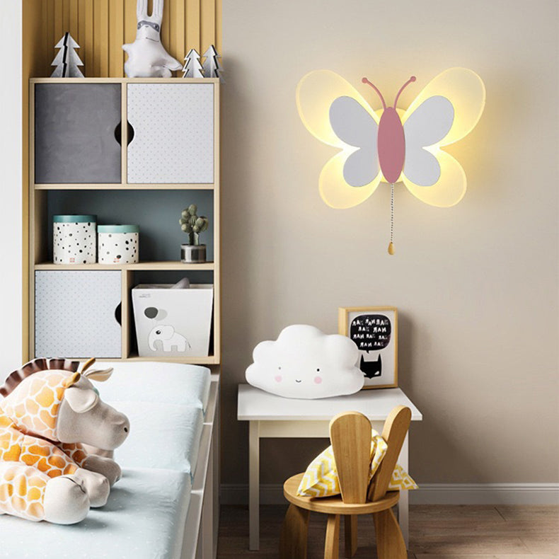مصباح حائط LED حديدي بتصميم فراشة أكريليك معاصر إبداعي لغرفة النوم