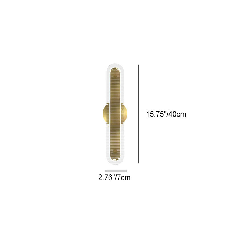 Modern Luxury Long Strip Copper Glass LED Wall Sconce Lamp