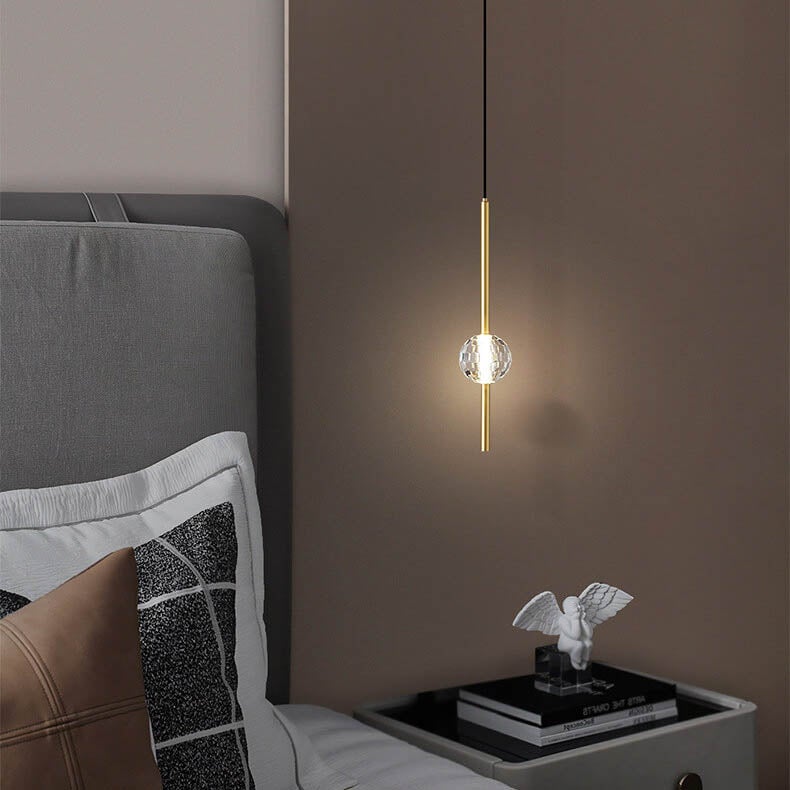 Modern Simple Copper Glass Ball Tube 1/2 Light Pendant Light