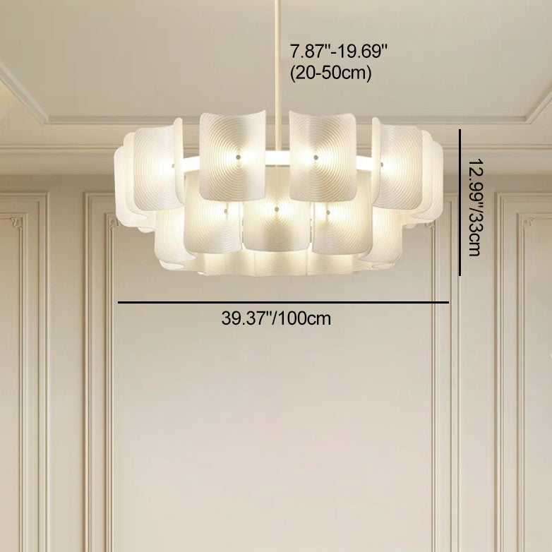 Traditional Japanese Dome Aluminum Acrylic LED Chandeliers For Living Room