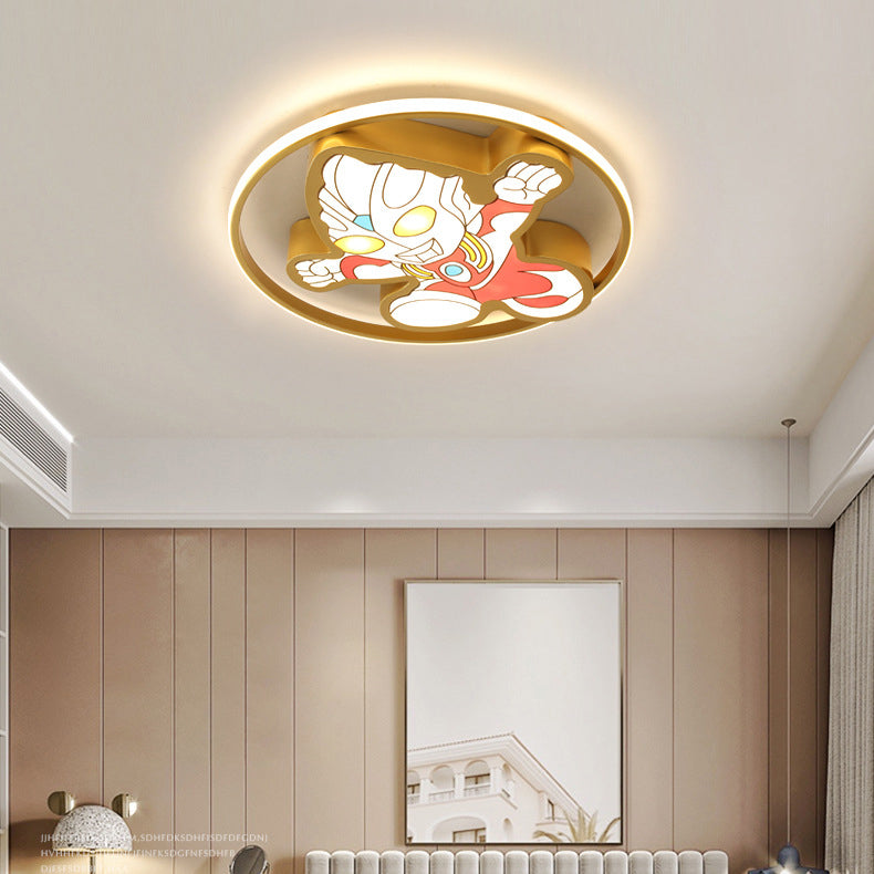 Creative Cartoon Ultraman Round LED Flush Mount Ceiling Light