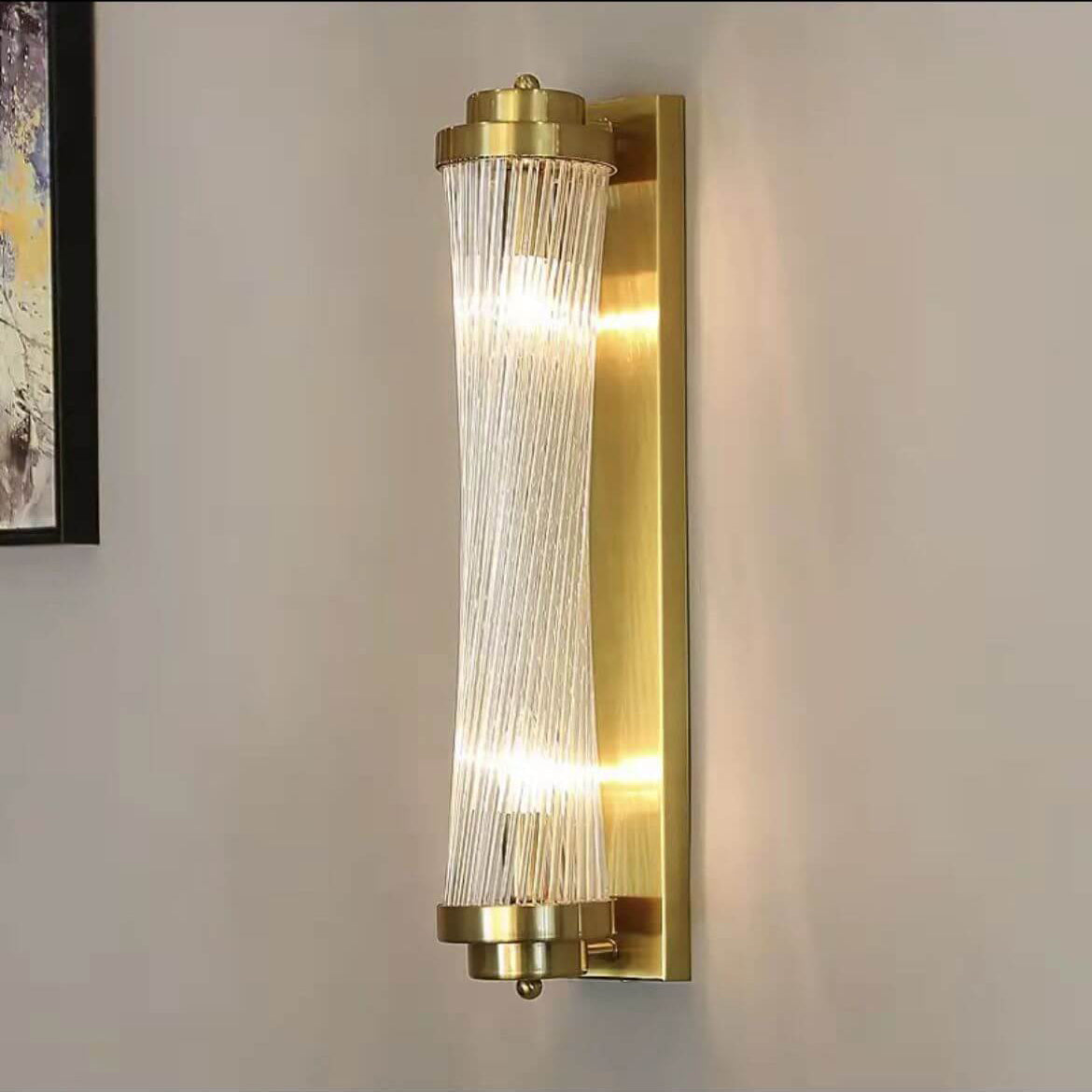 Modern Luxury Crystal Cylinder Column Rotation 2-Light Wall Sconce Lamp