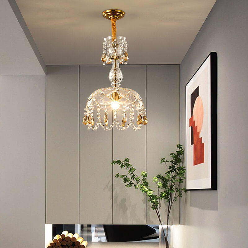 Modern Luxury Crystal Hanging Dome 1-Light Pendant Light