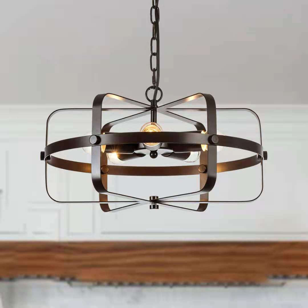 Industrial Vintage Iron Drum Shape Round 5-Light Chandelier