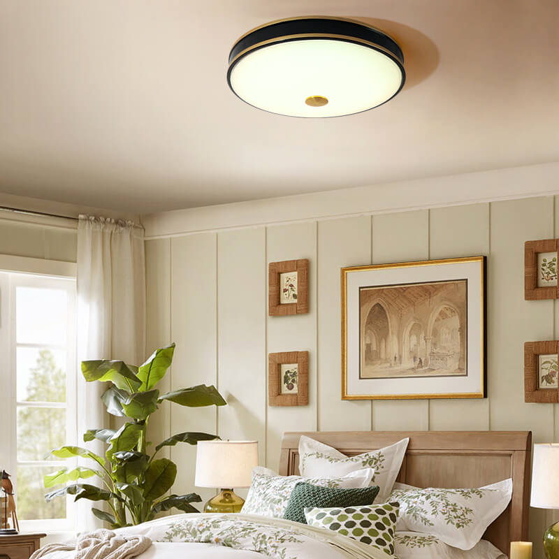Retro Round Circle Iron 1-Light LED Flush Mount Ceiling Light
