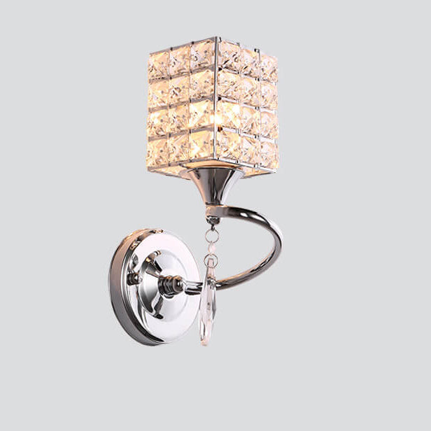 Modern Luxury Crystal Cylindrical Square 1-Light Wall Sconce Lamp