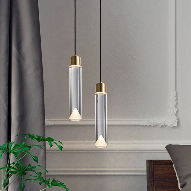 مصباح LED أسطواني من النحاس الكريستالي بتصميم عصري بسيط