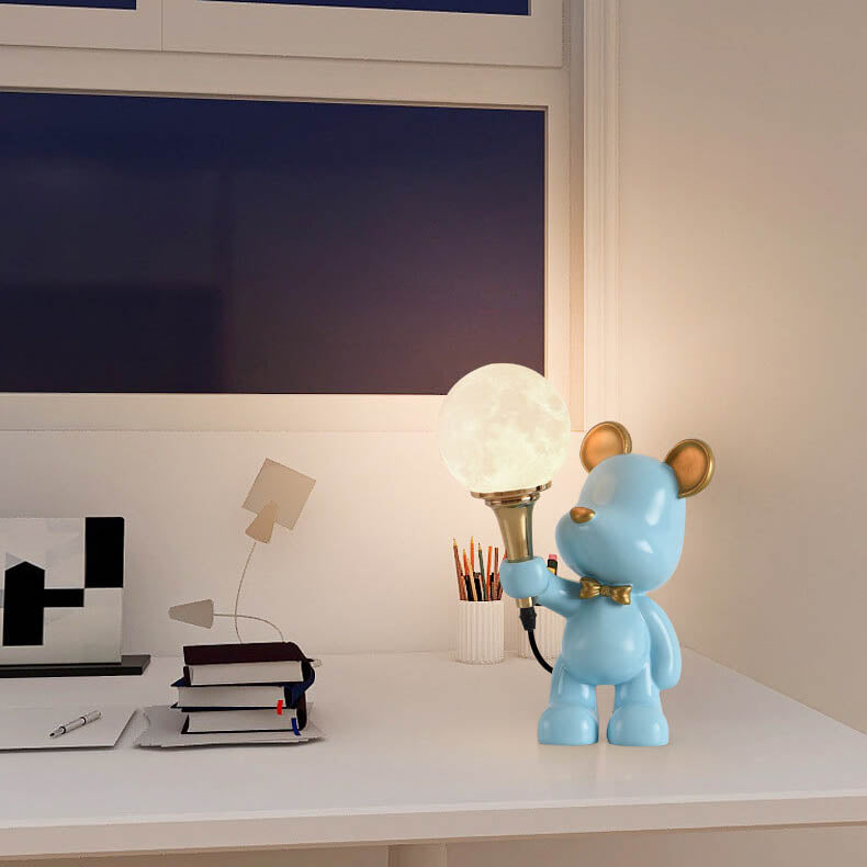 Creative Cartoon Bear Resin 1-Light Night Light Table Lamp
