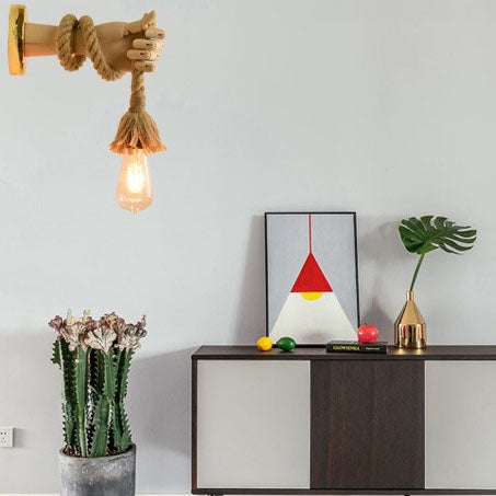 Industrial Woven Rope Hand -Shaped 1-Light Wall Sconce Lamp