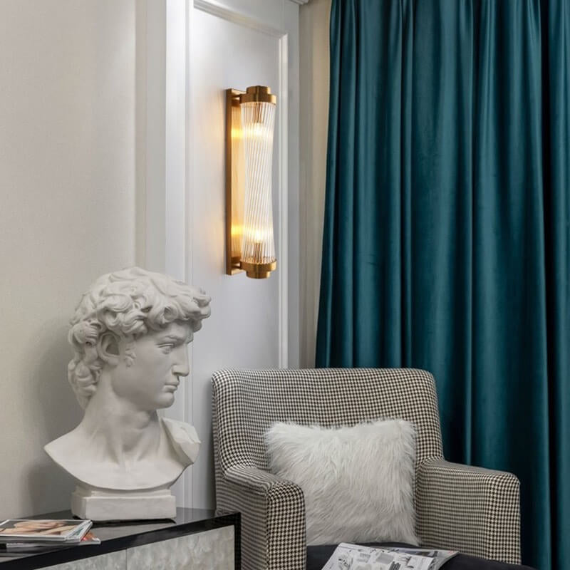 Modern Luxury Crystal Cylinder Column Rotation 2-Light Wall Sconce Lamp