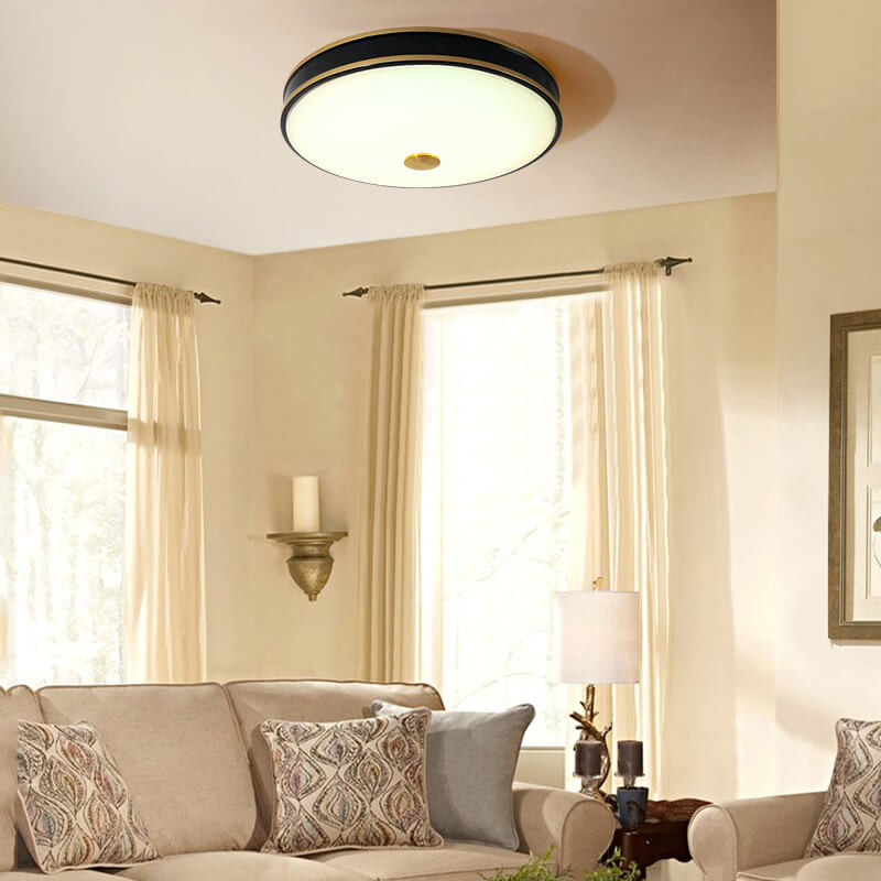 Retro Round Circle Iron 1-Light LED Flush Mount Ceiling Light