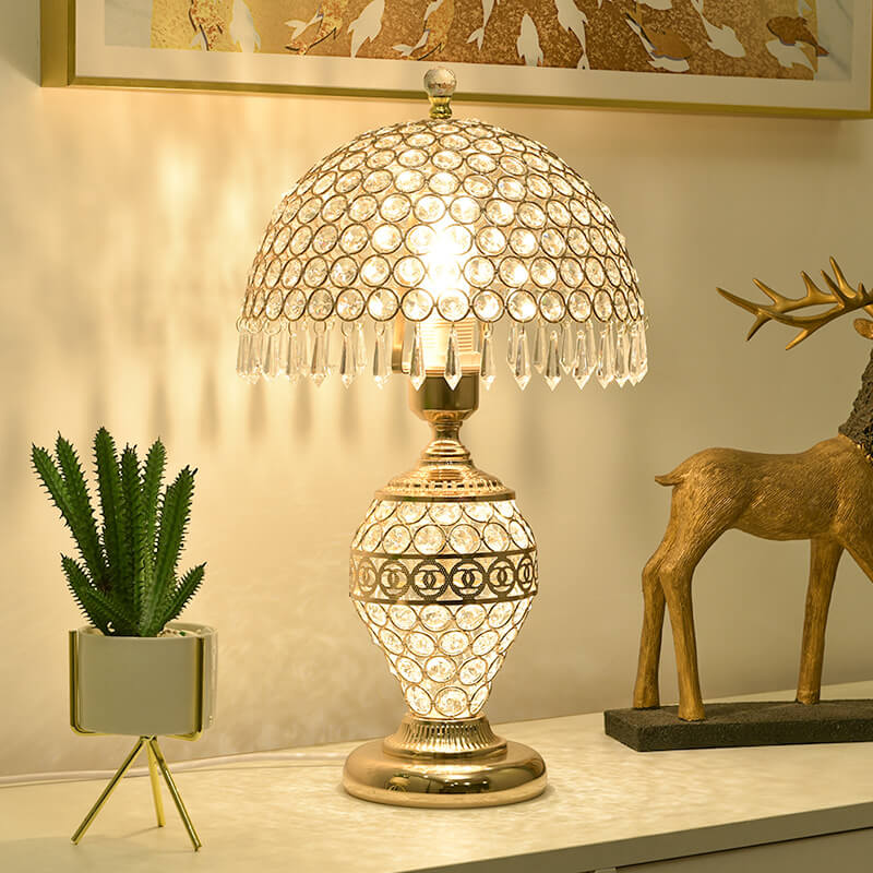 Modern Luxury Crystal Dome Shade 1-Light Table Lamp