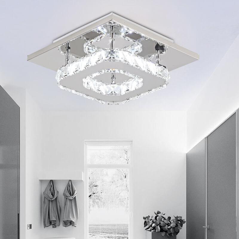 Minimalist Crystal Square LED Flush Mount Ceiling Light