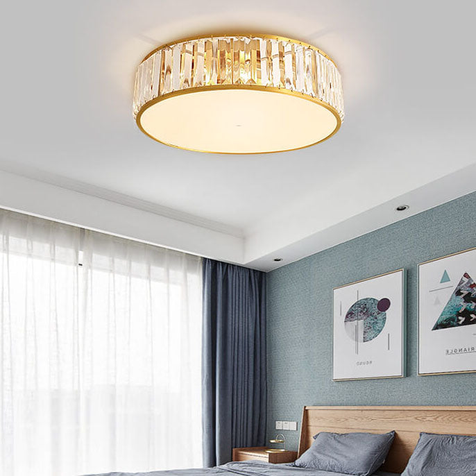 Modern Iron Crystal Round 3/4/5 Light Flush Mount Ceiling Light
