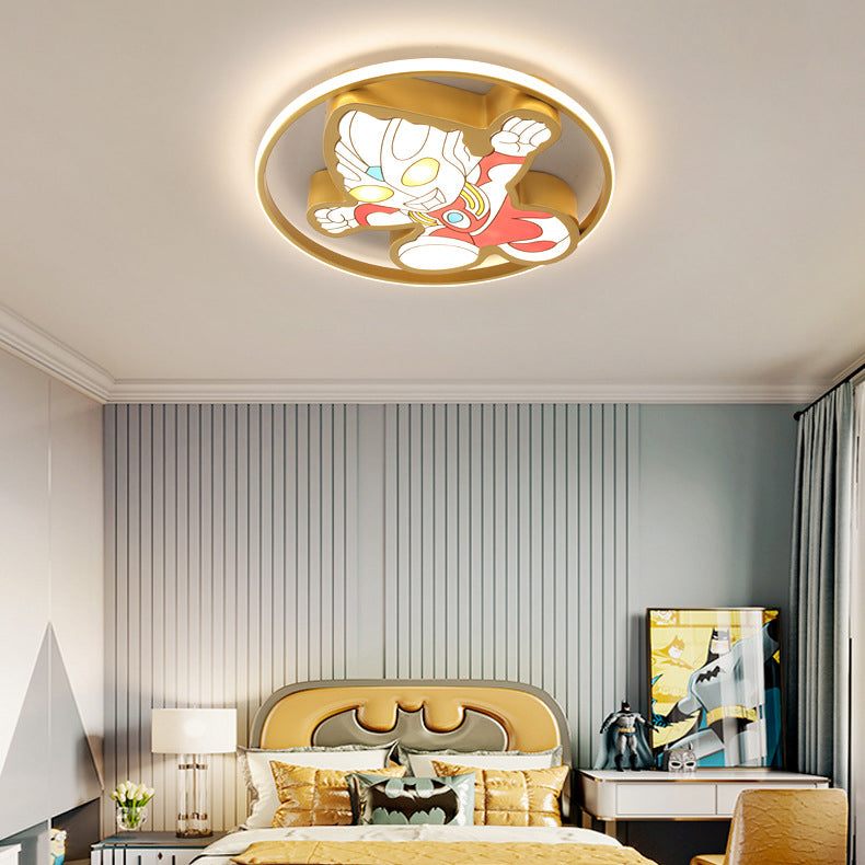 Creative Cartoon Ultraman Round LED Flush Mount Ceiling Light