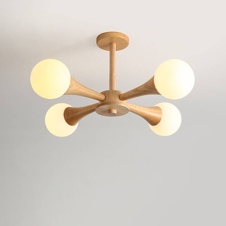 Japanese Log Fork 3/4/5-Light Semi-Flush Mount Light