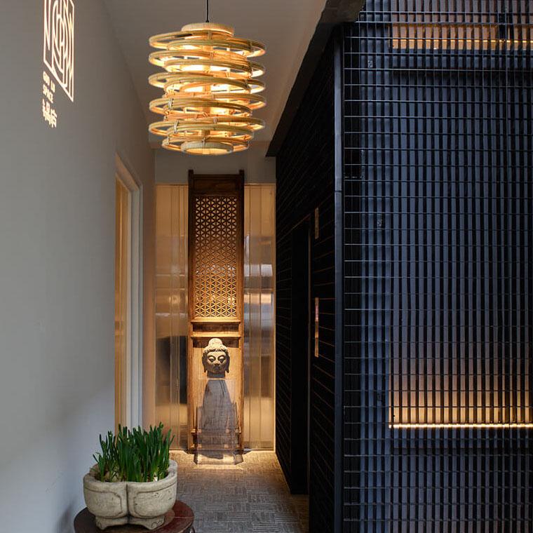 Modern Spiral Bamboo Weaving 1-Light Cylinder Pendant Light
