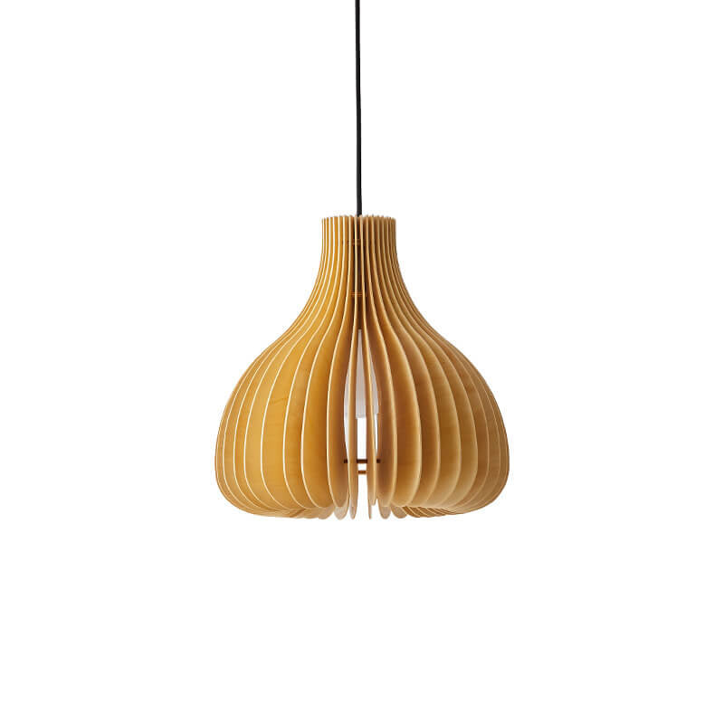 Traditional Solid Wood Sydney Shaped Hollow Japanese 1-Light Pendant Light