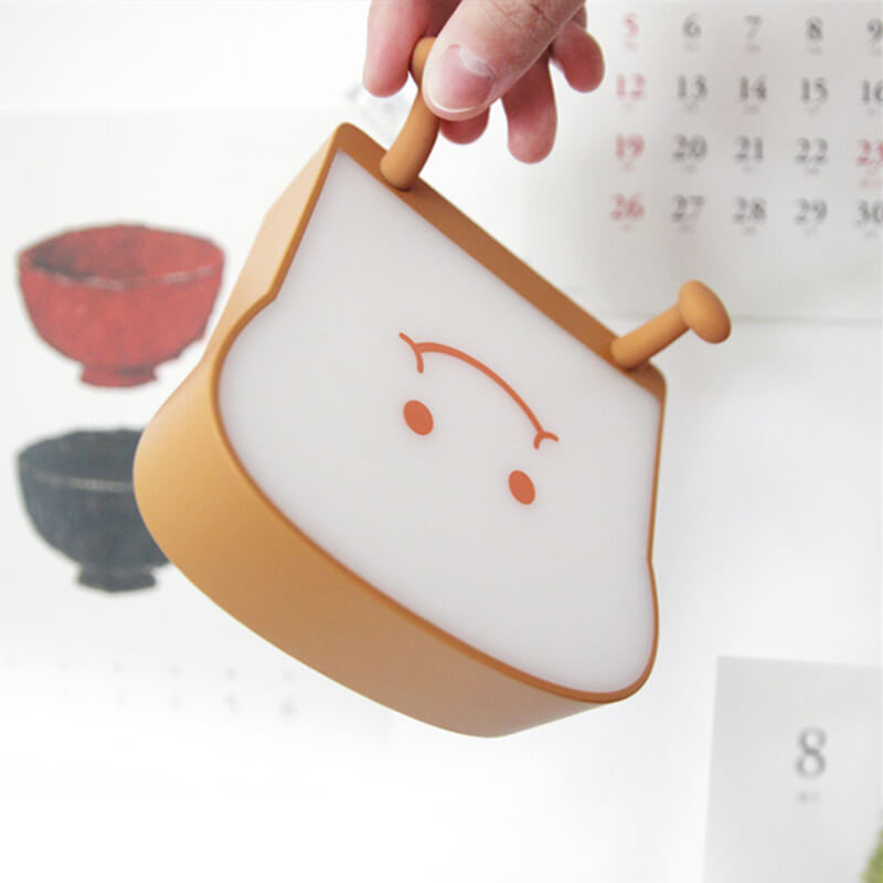 Cute Toast Bread Night Light USB Pat Timer Bedside Bed Lamp