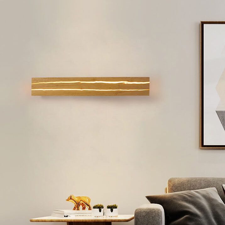 Modern Creative Crackle Wood Rectangular LED Wall Sconce Lamp