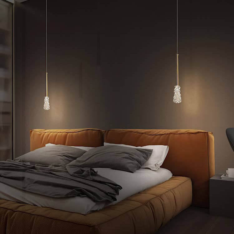 Modern Copper Clear Glass Tapered 1/2 Light Pendant Light