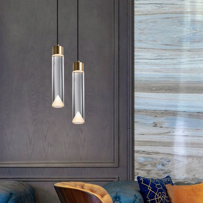 مصباح LED أسطواني من النحاس الكريستالي بتصميم عصري بسيط
