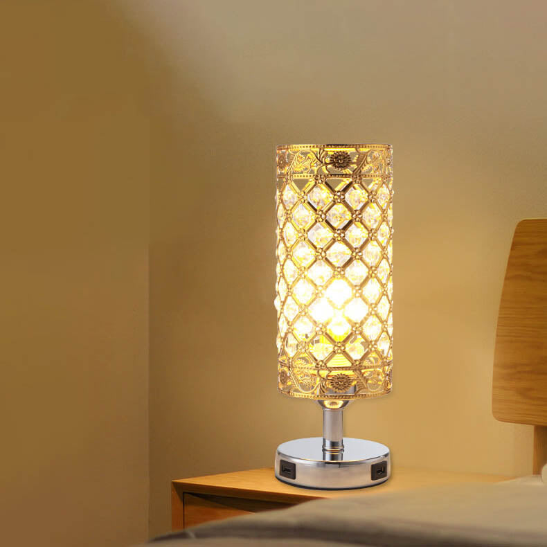 Creative Iron Cylinder Shade USB Touch Charging 1-Light Table Lamp