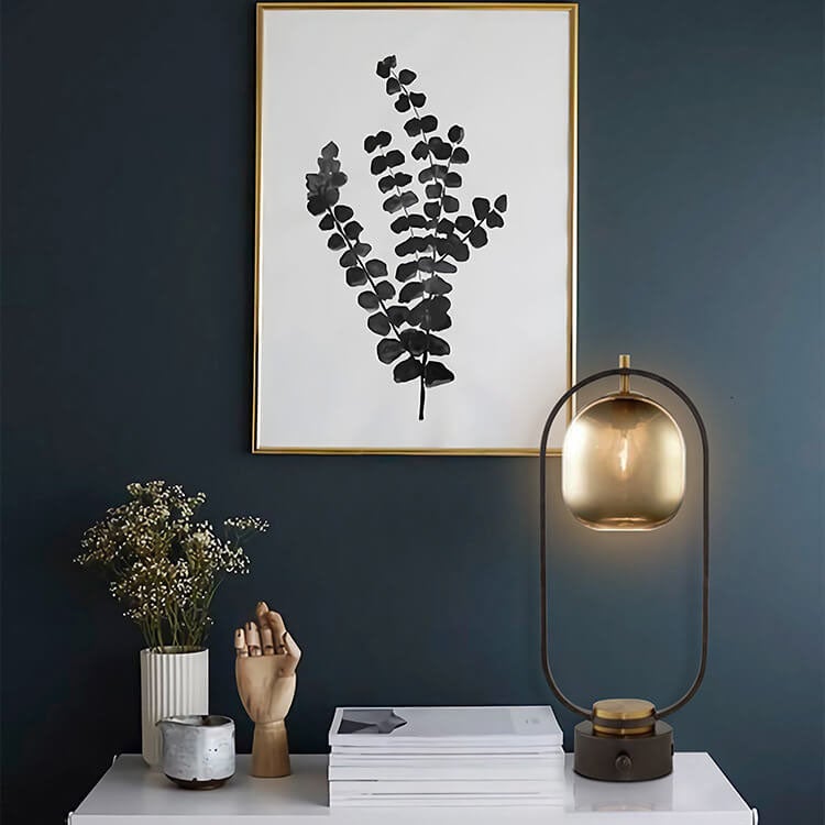 Modern Amber Glass Ring 1-Light Table Lamp