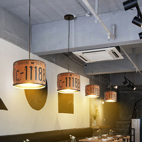 Retro Creative License Plate Metal 3-Light Chandelier