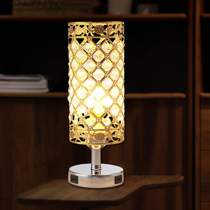 Creative Iron Cylinder Shade USB Touch Charging 1-Light Table Lamp