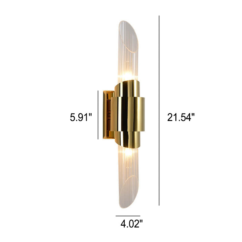 Modern Luxury Stainless Steel Glass Column 2-Light Wall Sconce Lamp