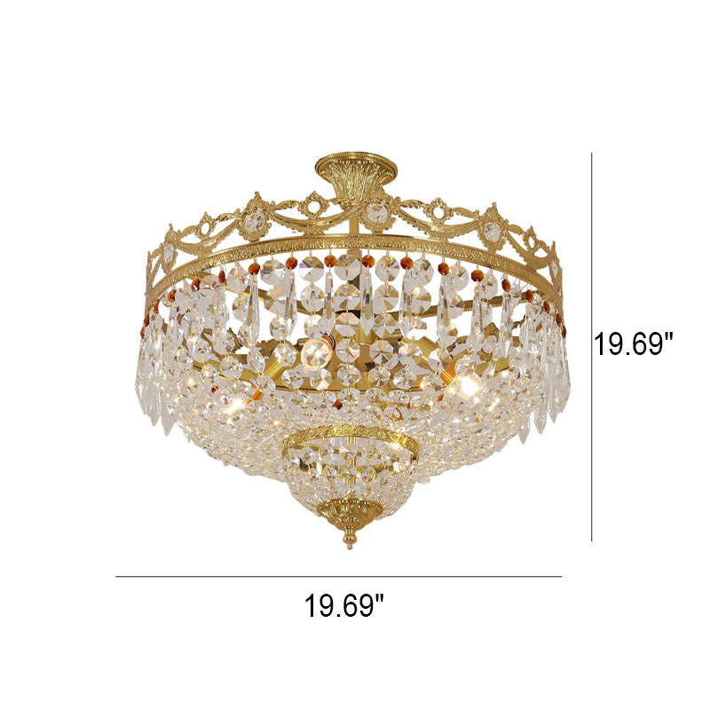 إضاءة أوروبية فاخرة دائرية من النحاس والزجاج مزودة بأربعة أو خمسة مصابيح مثبتة على الحائط