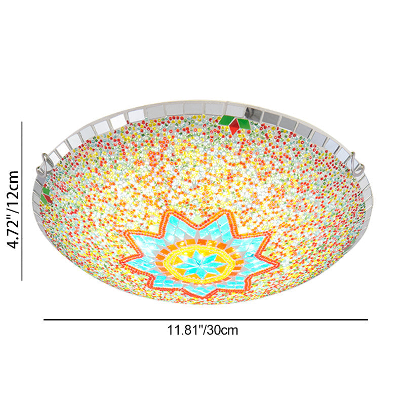 Traditional Tiffany Semicircle Hardware Glass 2/3/4 - Light Flush Mount Ceiling Light For Living Room