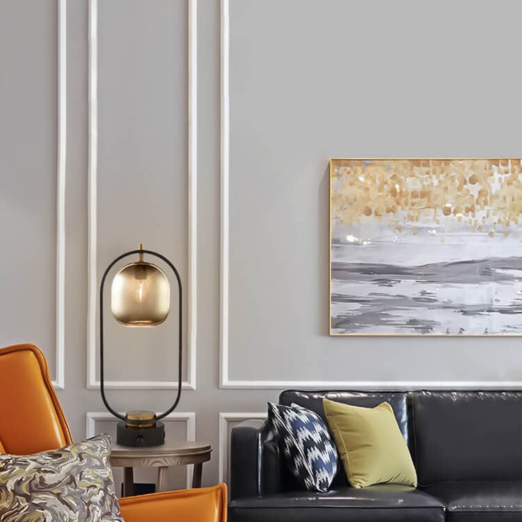 Modern Amber Glass Ring 1-Light Table Lamp