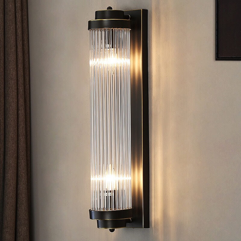 Modern Luxury Crystal Cylinder Column Rotation 2-Light Wall Sconce Lamp