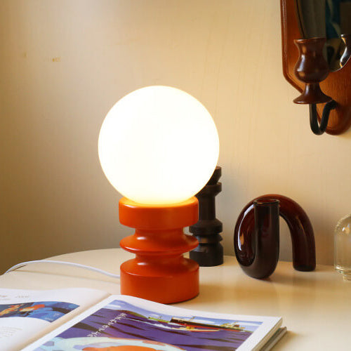 Vintage Orange Solid Glass 1-Light Table Lamp