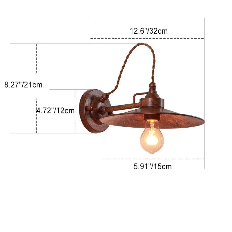 Contemporary Industrial Waterproof Metal Plate Bowl 1-Light Wall Sconce Lamp For Outdoor Patio