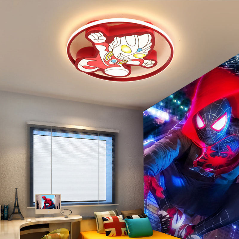 Creative Cartoon Ultraman Round LED Flush Mount Ceiling Light