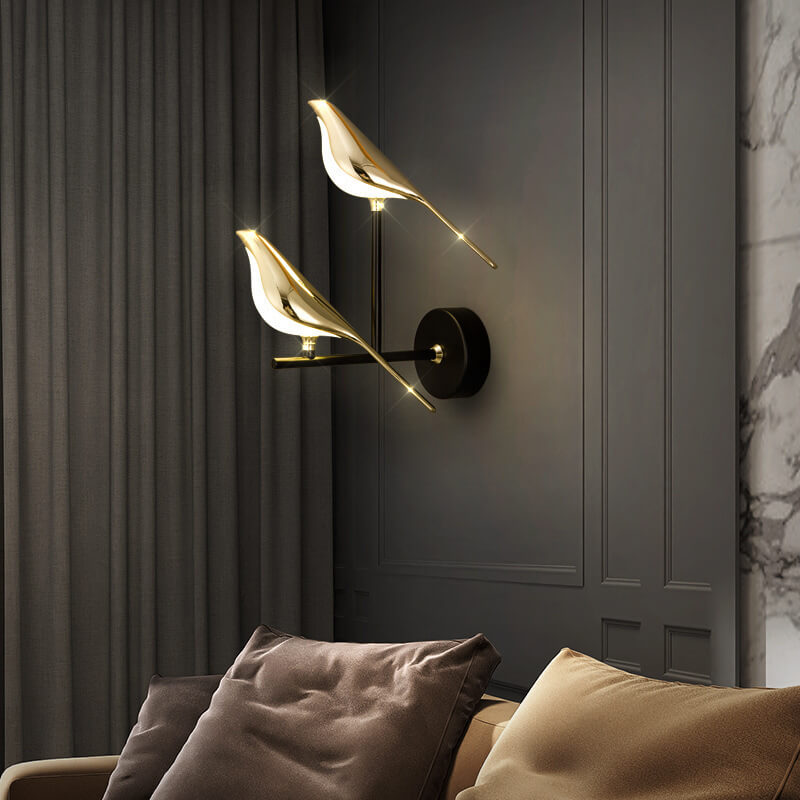 مصباح حائطي دوار LED بتصميم طائر إبداعي حديث بنصف ضوء