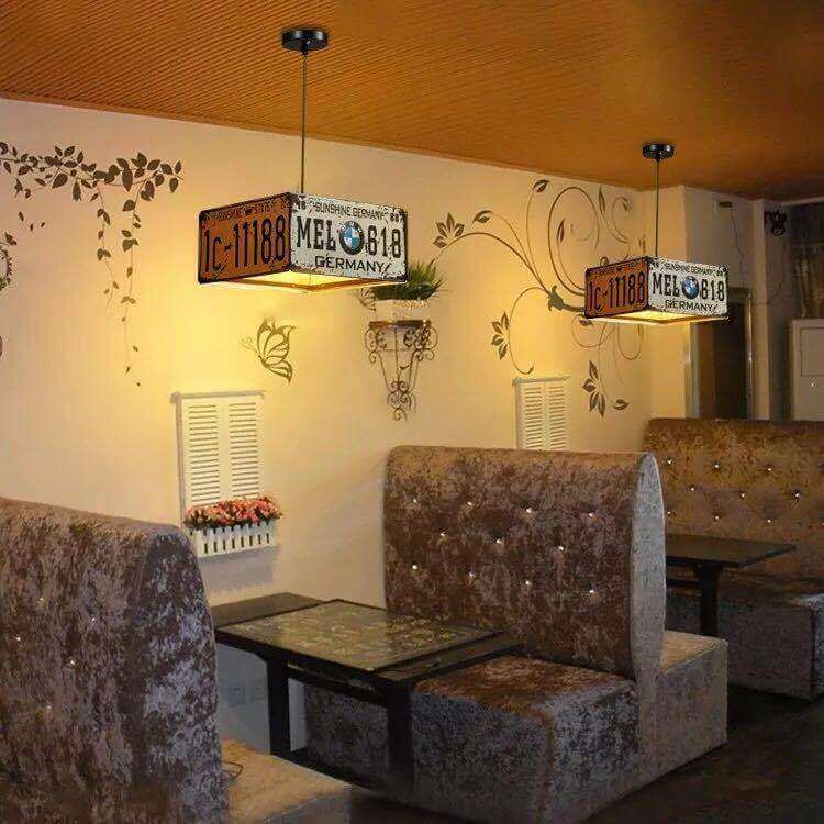 Retro Creative License Plate Metal 3-Light Chandelier