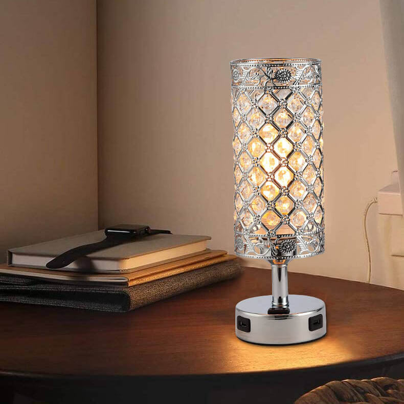 Creative Iron Cylinder Shade USB Touch Charging 1-Light Table Lamp